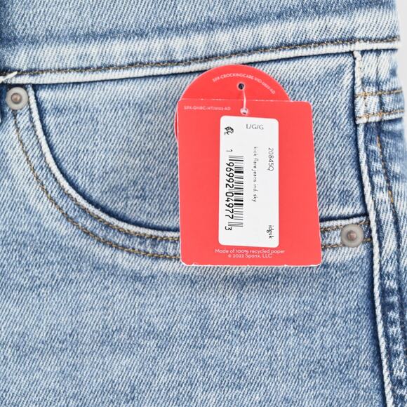 SPANX Jeans Womens Size LP Kick Flare Indigo Sky Pull On Stretch Blue Denim NEW - Picture 8 of 13